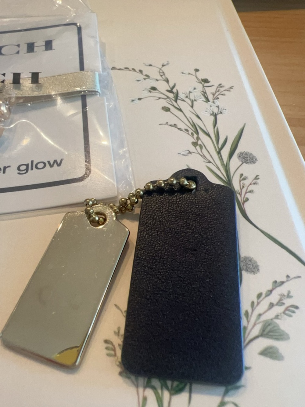 NEW Coach Gold-tone Charm Pendant + Black/brown Luggage Tag Mini Bag Charm FIRM - Picture 3 of 6